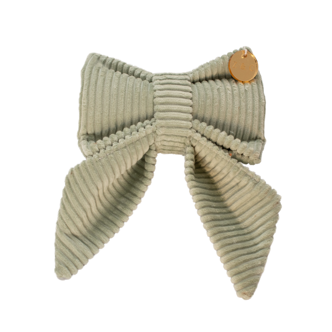 Sage Corduroy Sailor Bow