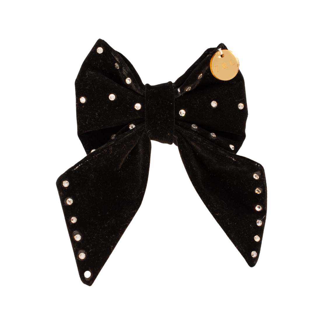 Midnight Velvet Sailor Bow W/Swarovski Crystals