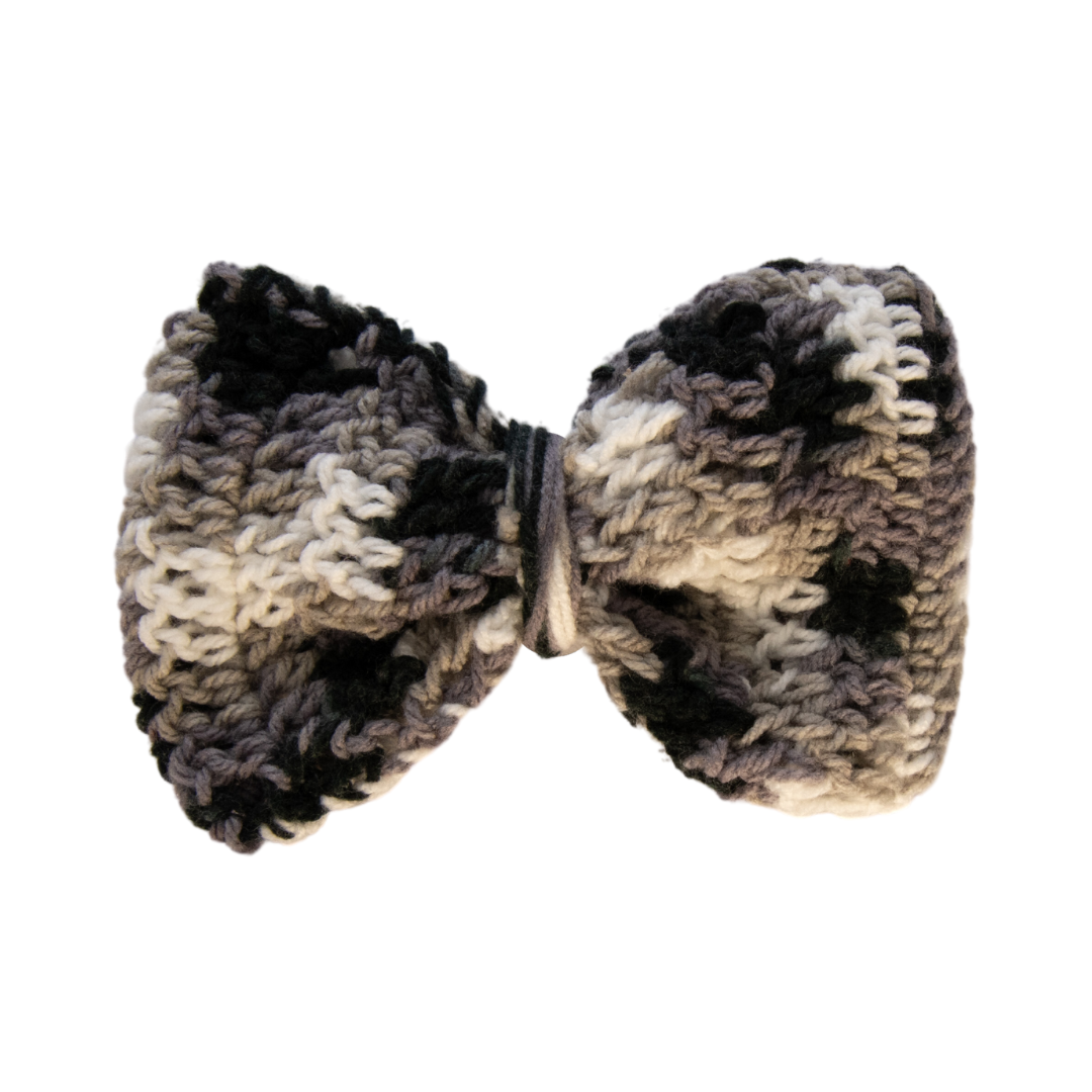 Black/Grey Crochet Bow Tie (Large)