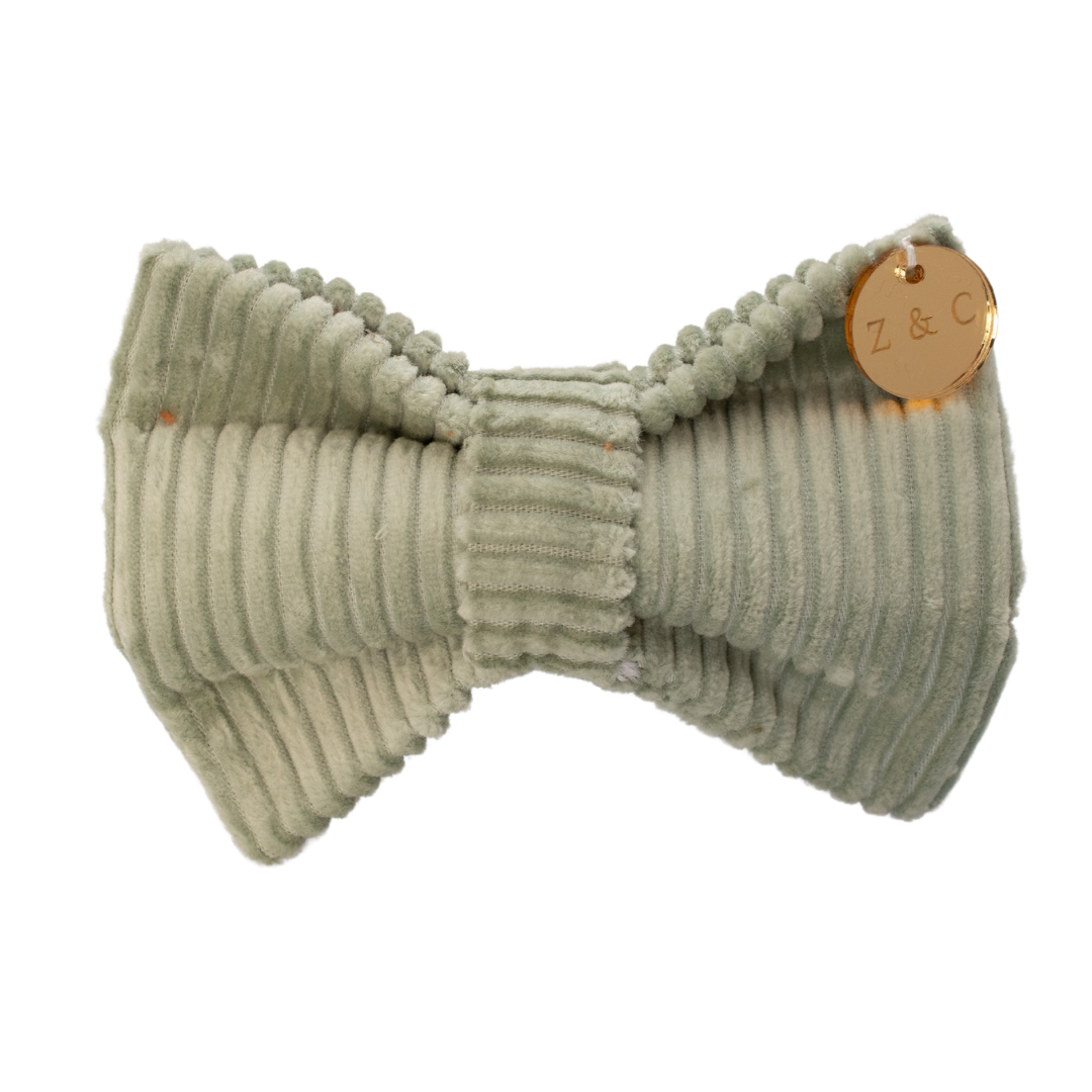 Sage Corduroy Bow Tie