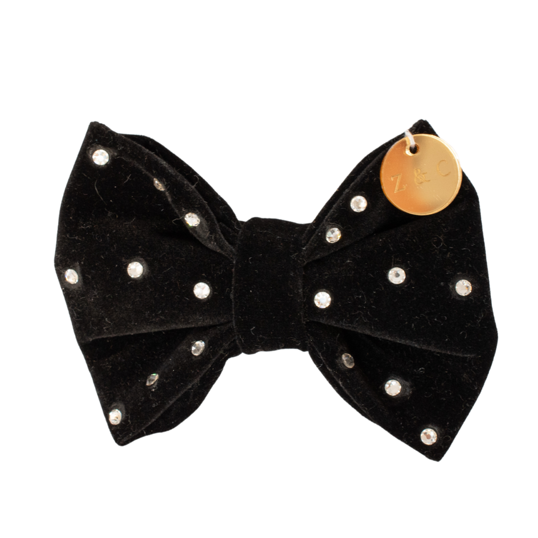 Midnight Velvet Bow Tie W/Swarovski Crystals