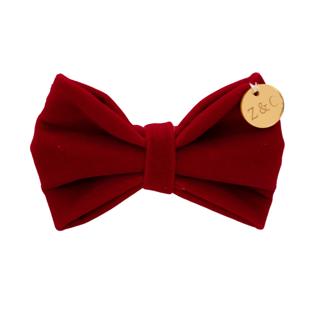 Crimson Velvet Bow Tie