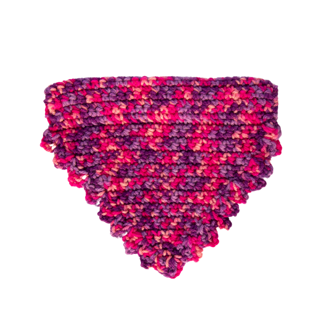 Pink/Purple Crochet Bandana With Frills (Small)