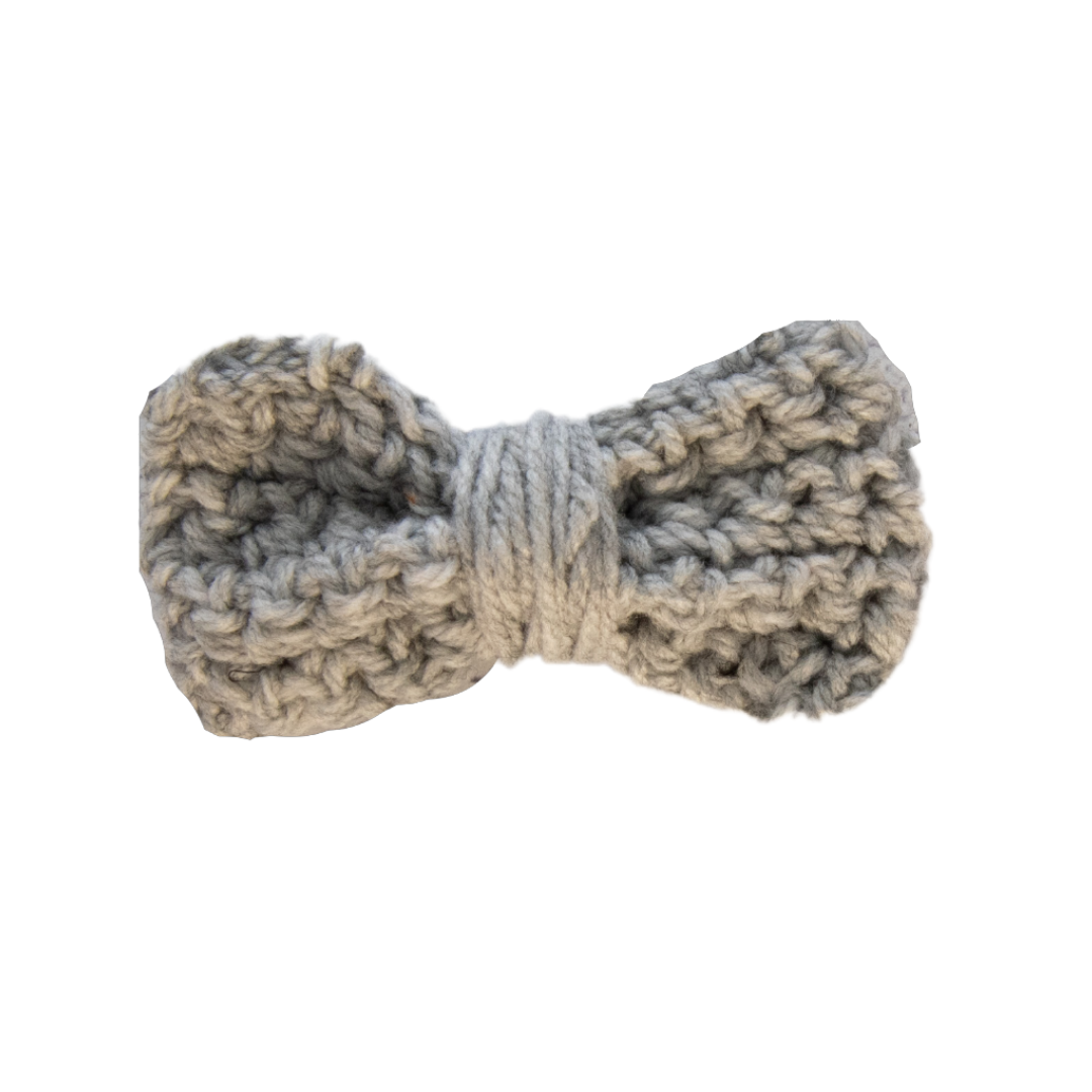 Grey Crochet Bow Tie (Small)