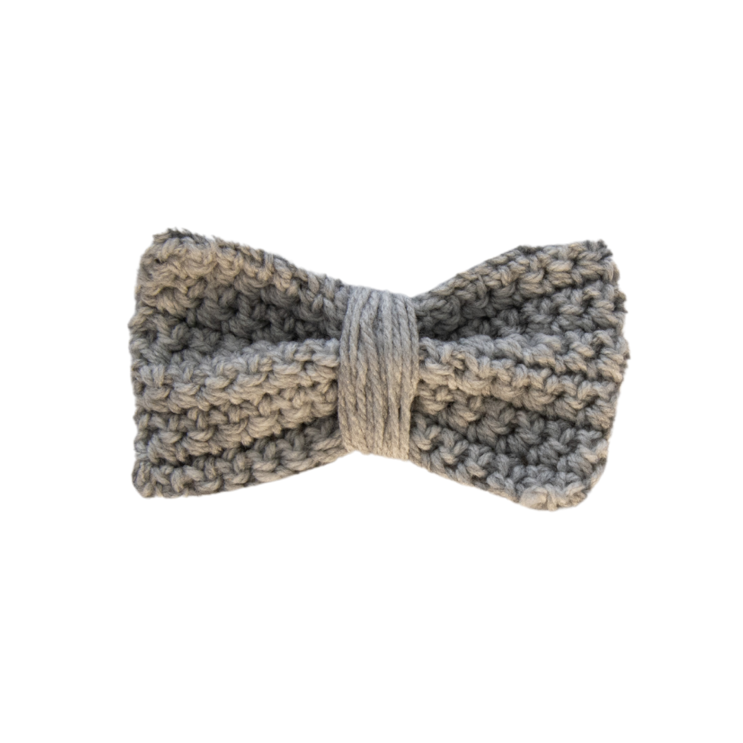 Grey Crochet Bow Tie (Medium)