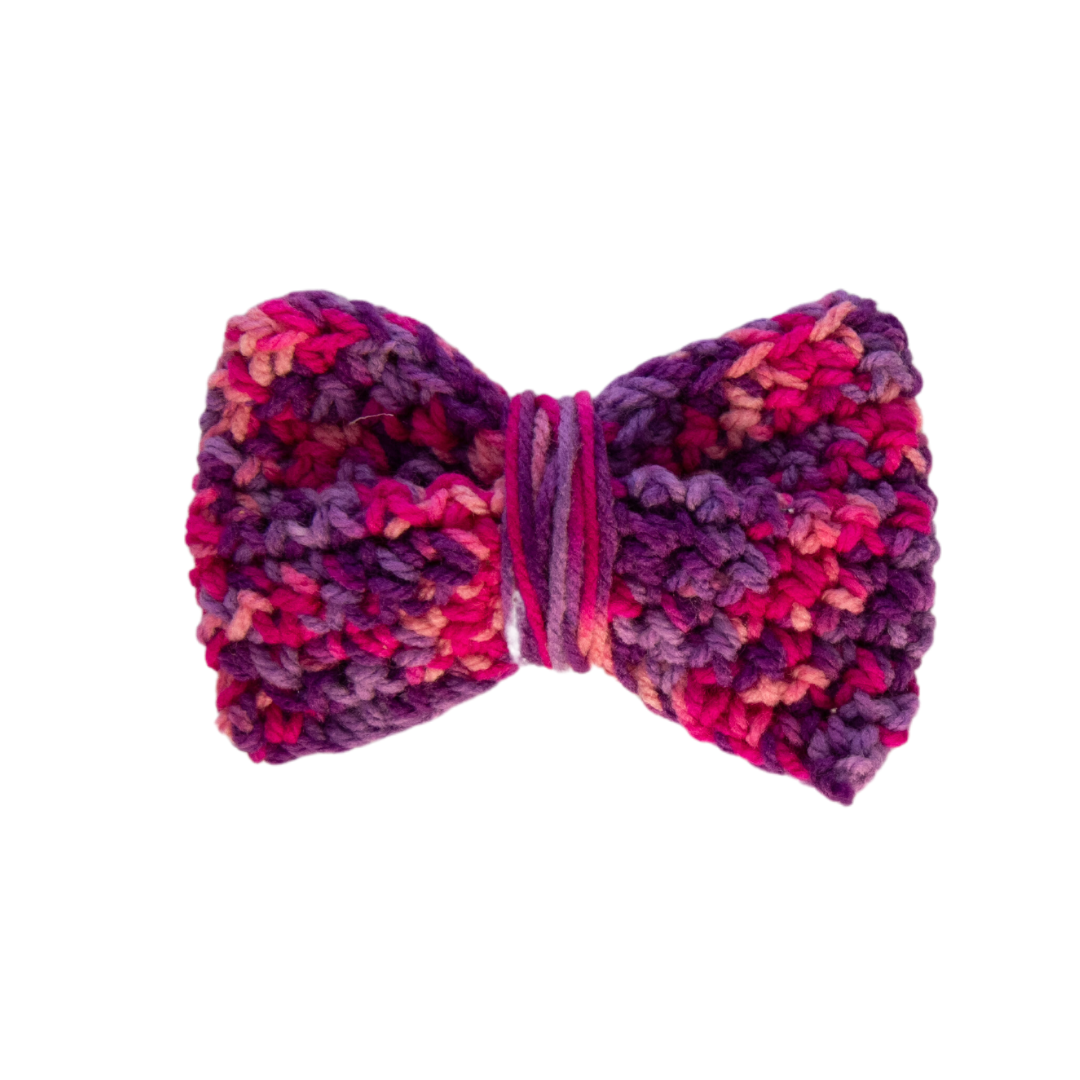 Purple/Pink Crochet Bow Tie (Medium)
