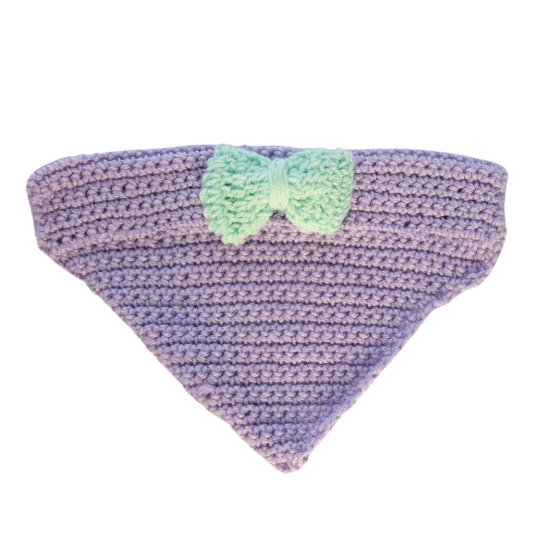 Lilac Crochet Bandana With Bow Tie (Medium)