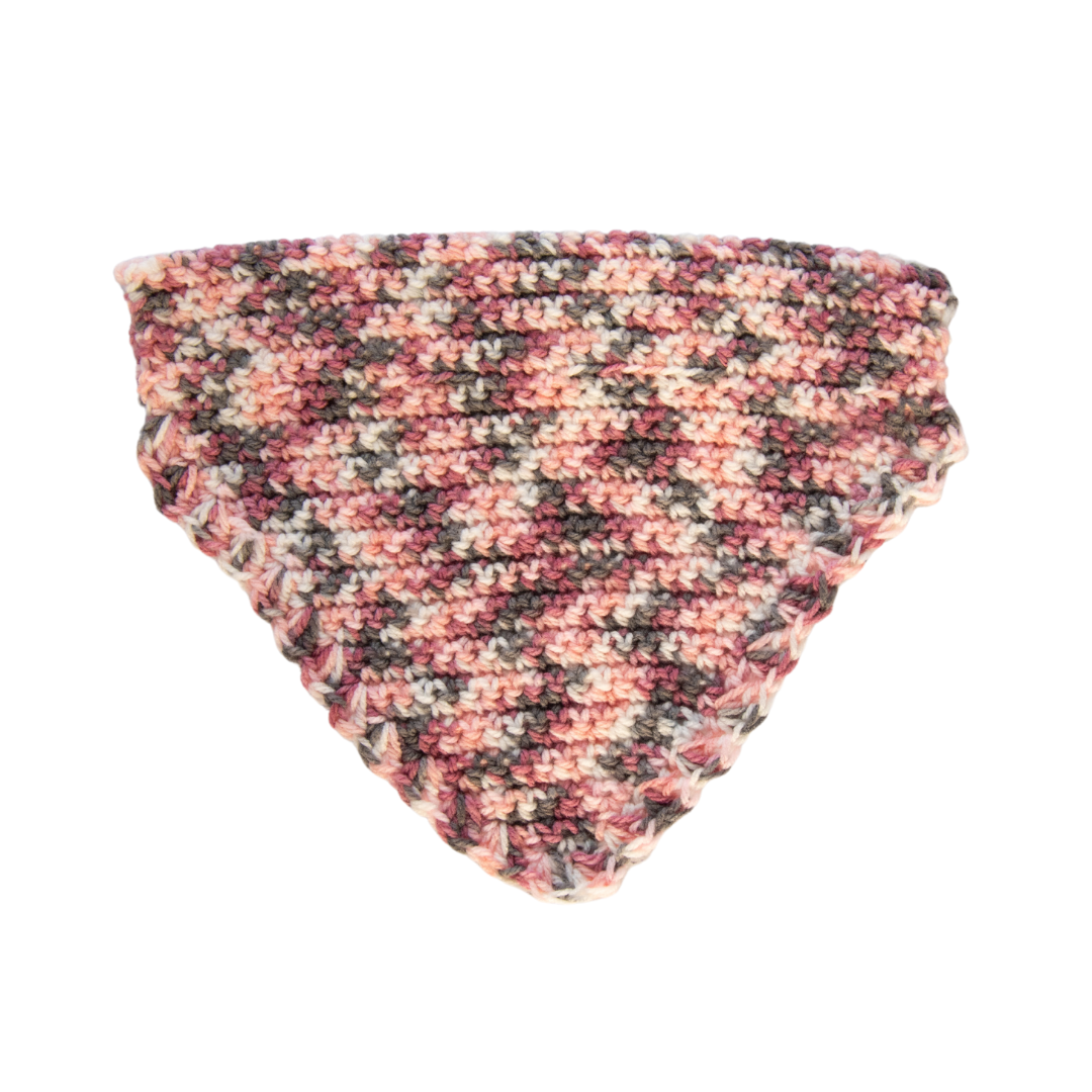 Pink/Grey Crochet Bandana (Medium)