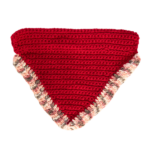 Red Crochet Bandana With Trimming (Medium)
