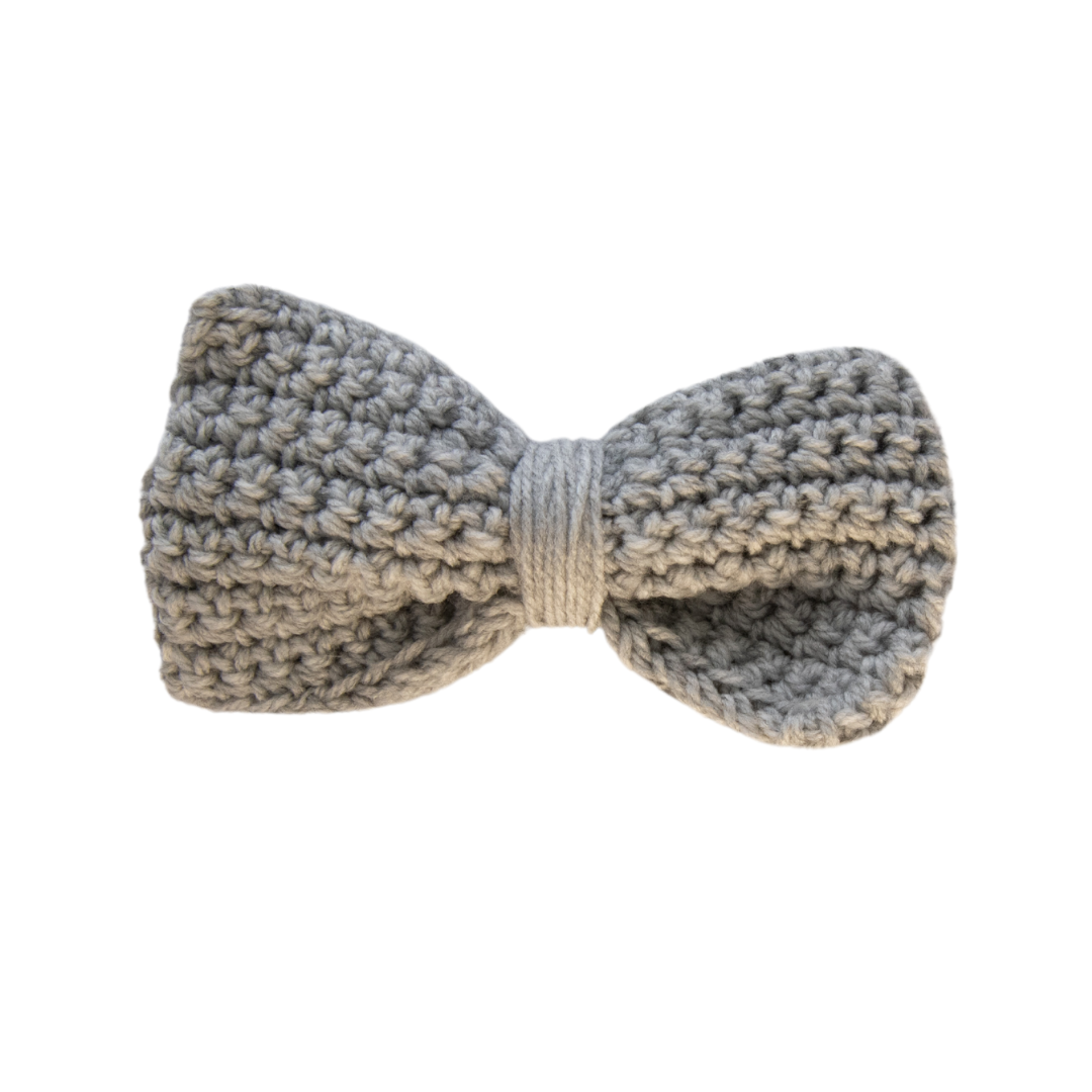Grey Crochet Bow Tie (Large)